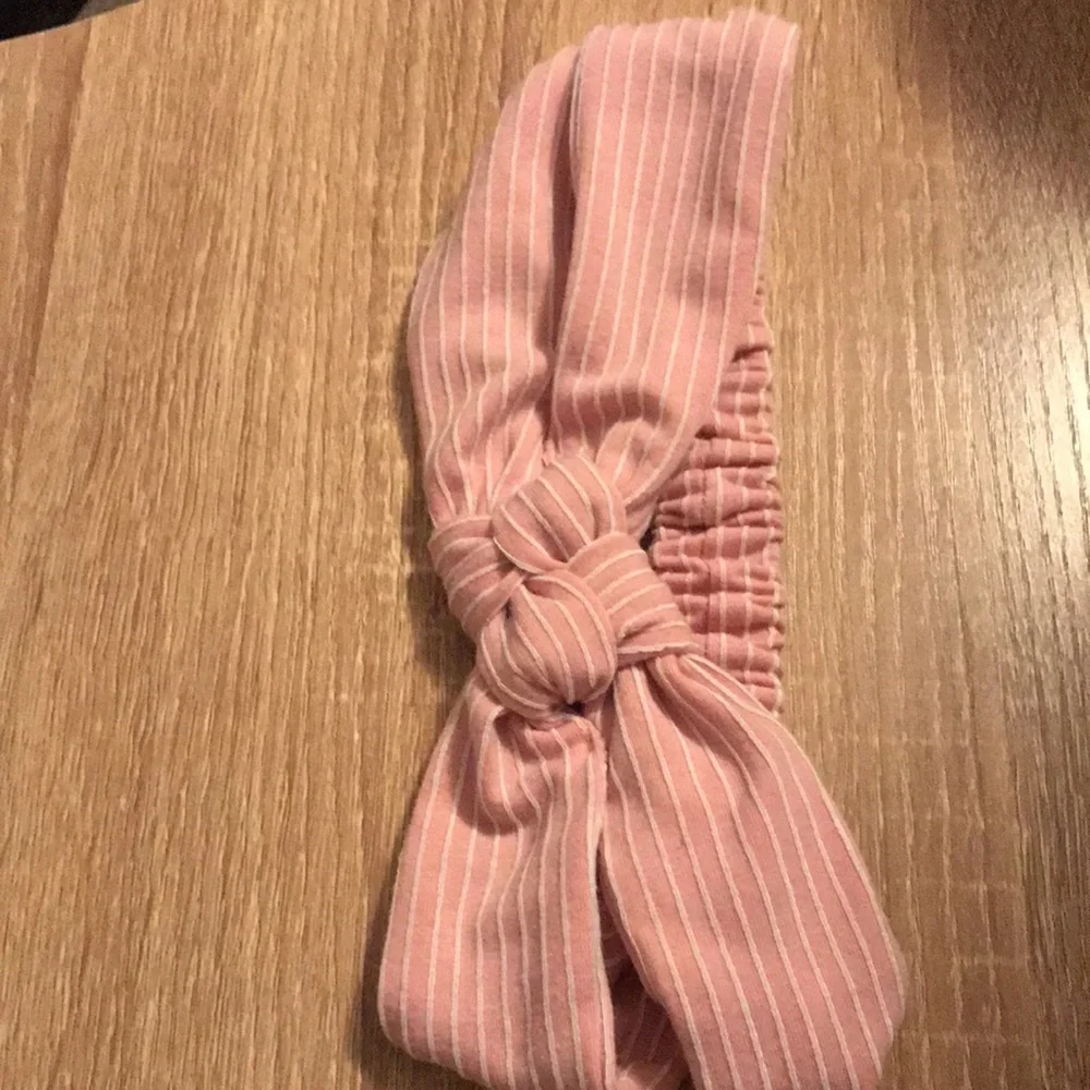 Pink and white stripe fabric headband